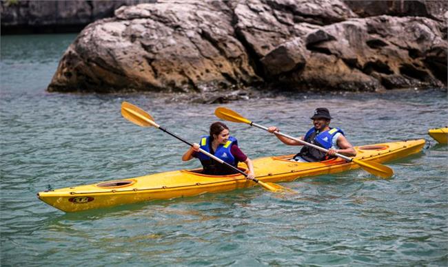 Kayaking to explore the bay